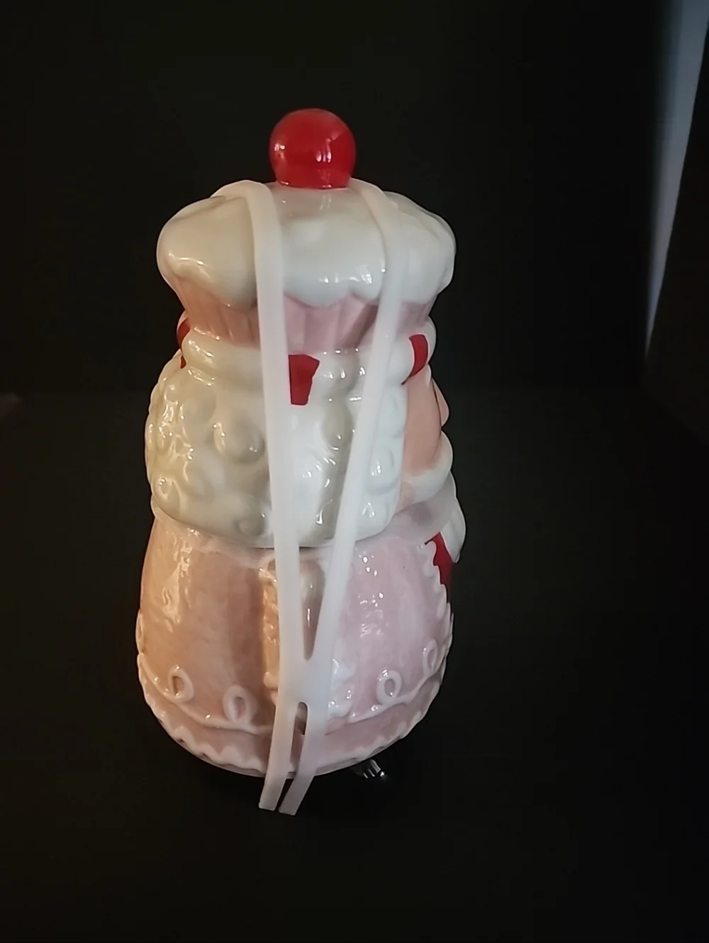 New, Santa Cookie Jar, Cupcake Topper, Pink is Primary Color, By Peppermint Pl.